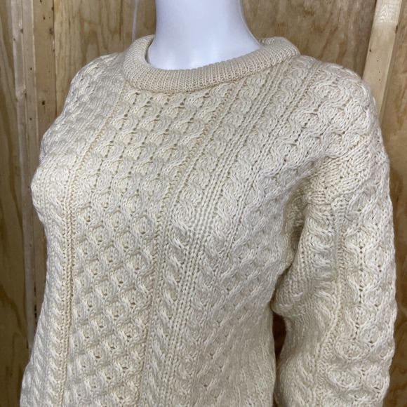 Aran Crafts Ireland Fisherman Sweater Pullover Womens Size S Vintage 100% Wool - Picture 5 of 15